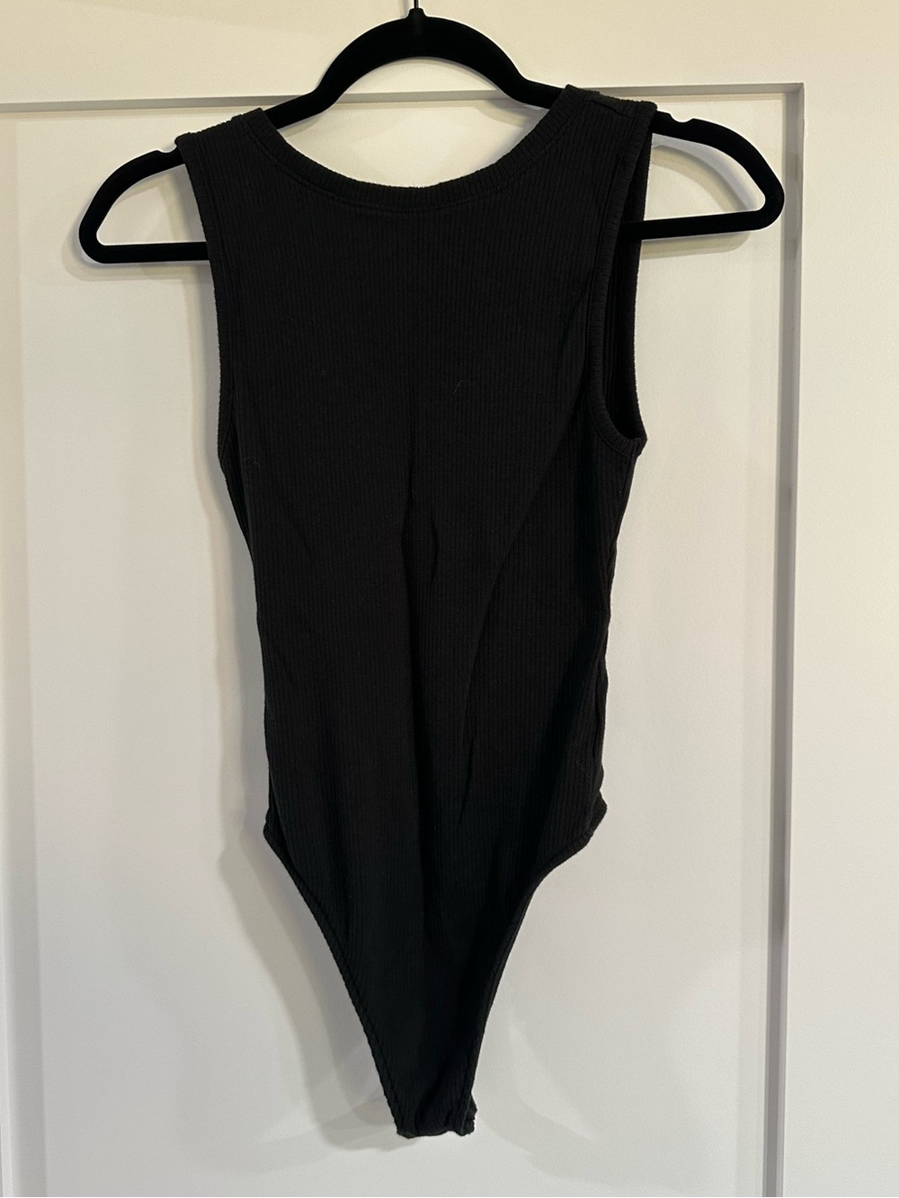 American Eagle Women’s Black Ribbed One-Piece Bodysuit